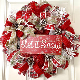 Let it Snow Winter Wreath, Farmhouse Christmas Wreath