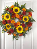 Fall Sunflower Dahlia Wreath: Farmhouse Burlap Front Door Decor