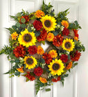 Fall Sunflower Dahlia Wreath: Farmhouse Burlap Front Door Decor