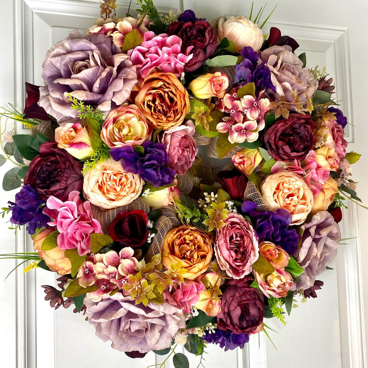 Fall Peony Hydrangea Wreath: Summer Floral Front Door Decor
