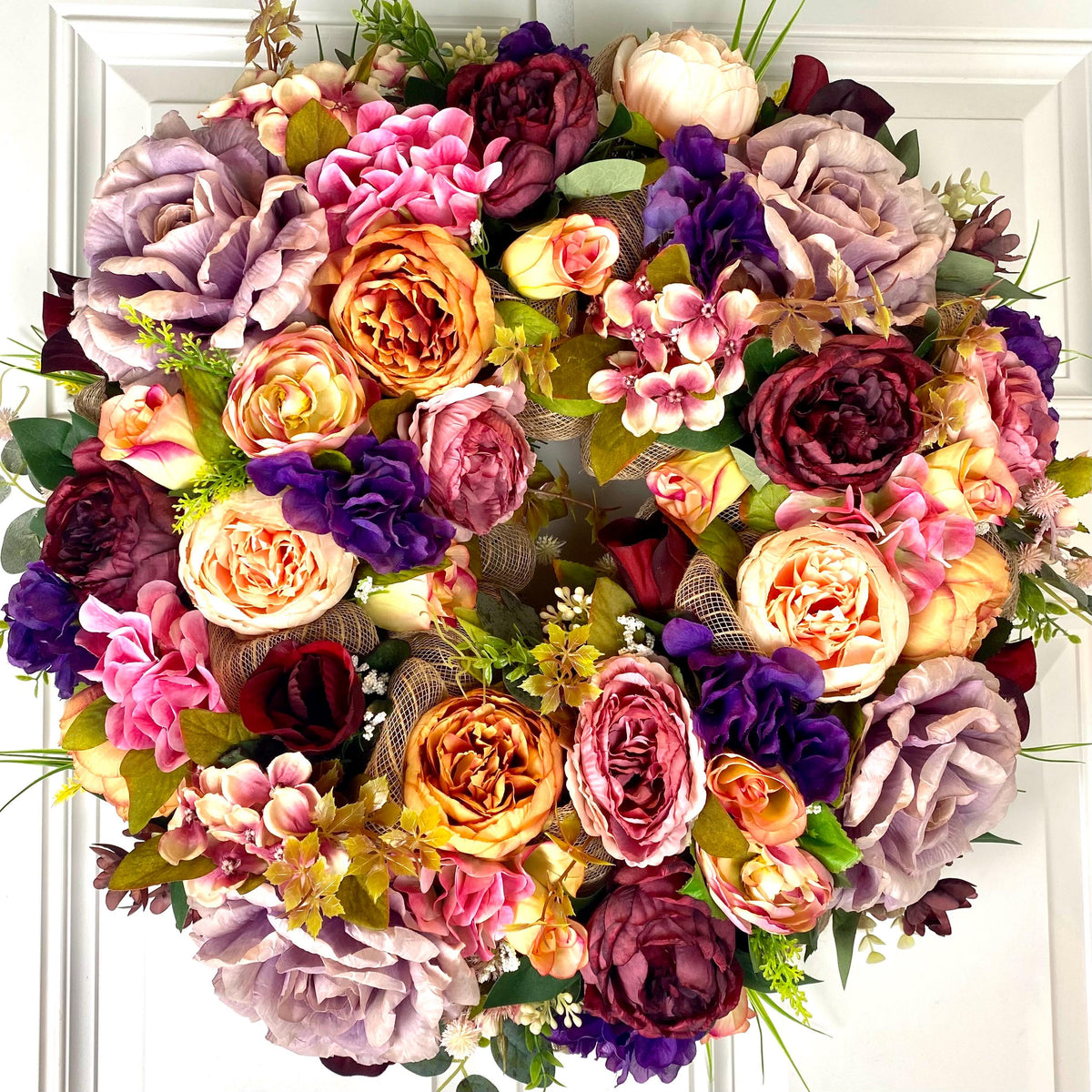 Fall Peony Hydrangea Wreath: Summer Floral Front Door Decor