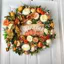 Fall Pumpkin Floral Peony-Ranunculus Wreath