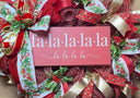 Elegant Gold and Red Nativity Wreath with Holly Berry Embellishments
