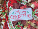 Elegant Gold and Red Nativity Wreath with Holly Berry Embellishments
