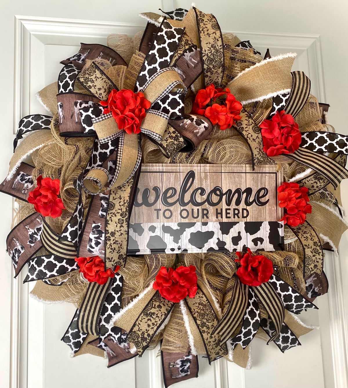 Everyday Cow Wreath Front Door, Welcome to our Herd, Farmhouse Wreath for Every Season
