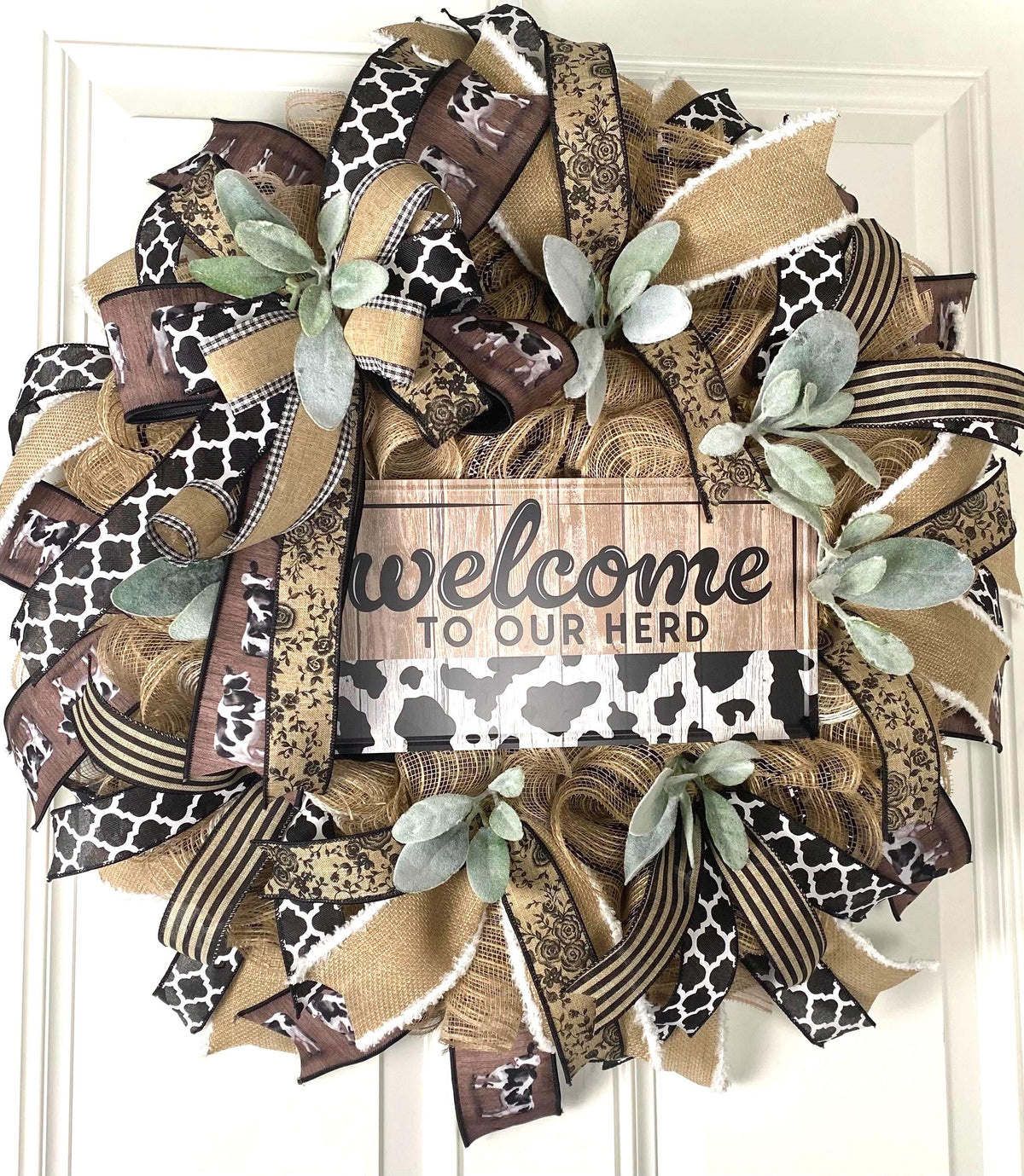 Everyday Cow Wreath Front Door, Welcome to our Herd, Farmhouse Wreath for Every Season