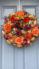 Fall Peony and Hydrangea Wreath: Farmhouse Autumn Decor