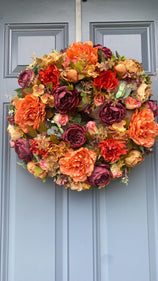 Fall Peony and Hydrangea Wreath: Farmhouse Autumn Decor