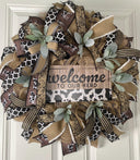 12" Welcome to our Herd Black Cow Sign / Embossed Tin Wreath Sign