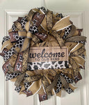 12" Welcome to our Herd Black Cow Sign / Embossed Tin Wreath Sign