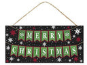 12" Merry Christmas Wreath Sign / Black & Green