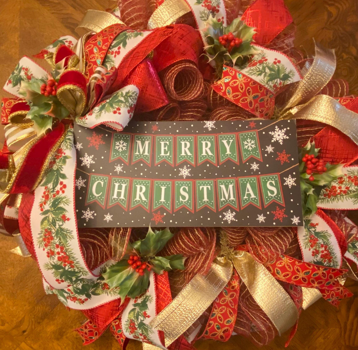 12" Merry Christmas Wreath Sign / Black & Green