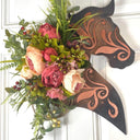 Leather Look Peony Horse Head Wreath, Wall Decor