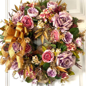 All Season Peony Hydrangea Wreath: Fall-Christmas-Easter Floral Front Door Decor