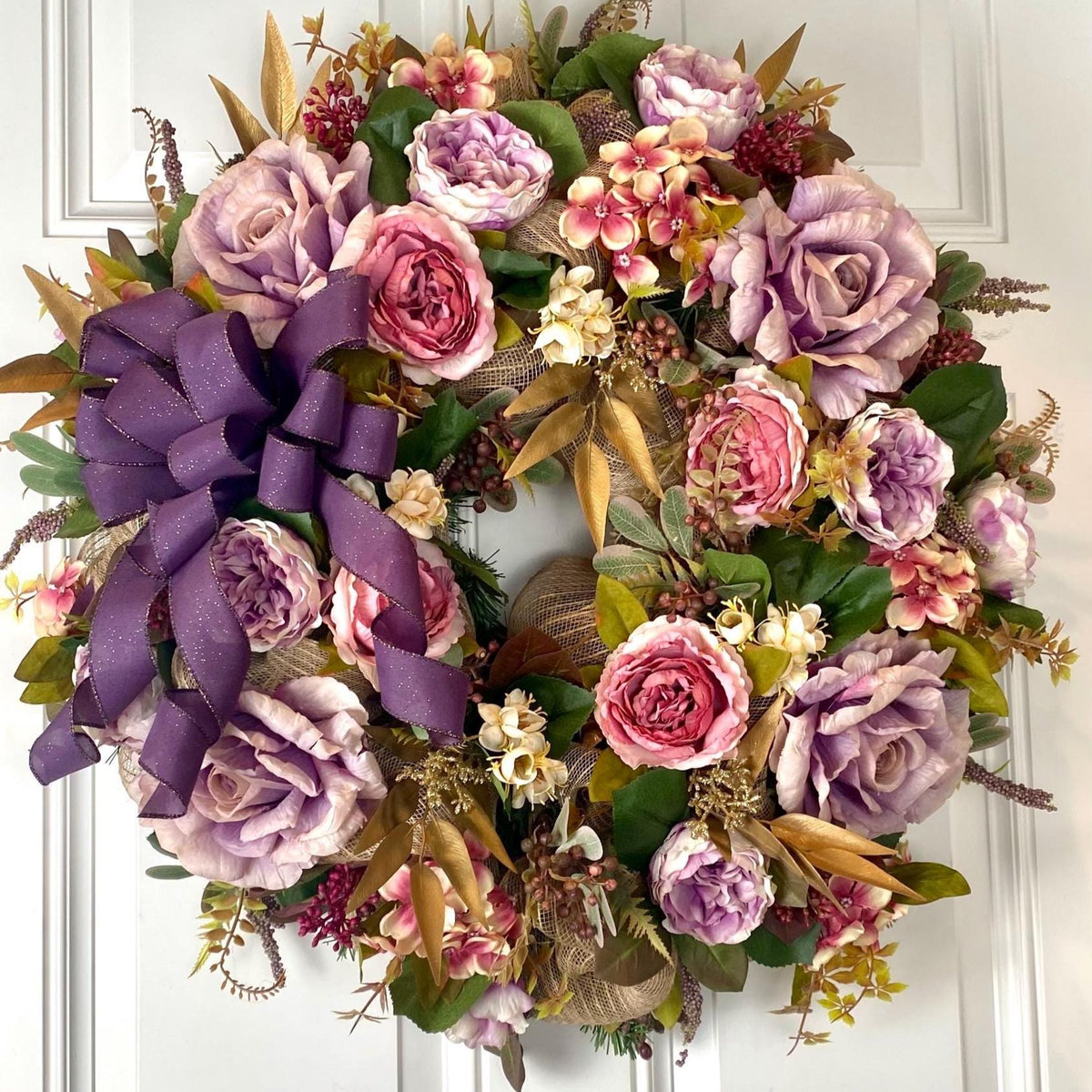 All Season Peony Hydrangea Wreath: Fall-Christmas-Easter Floral Front Door Decor