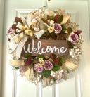 Fall Floral Front Door Wreath, Deco Mesh, Welcome