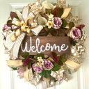 Fall Floral Front Door Wreath, Deco Mesh, Welcome