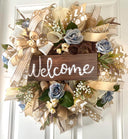 Fall Floral Front Door Wreath, Deco Mesh, Welcome