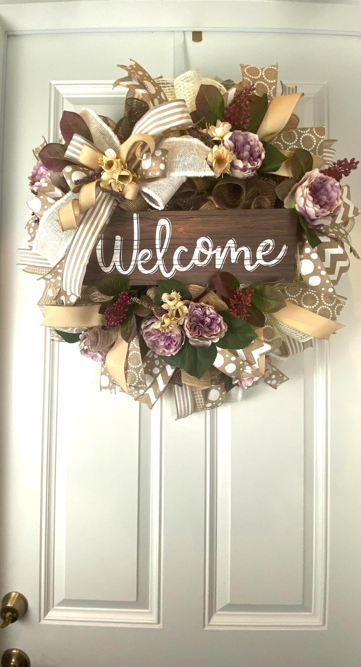 Fall Floral Front Door Wreath, Deco Mesh, Welcome