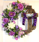 He is Risen Spring Wreath, Purple Easter Wreath, Spring Cross Wreath, Front Door Spring Wreath