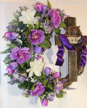 He is Risen Spring Wreath, Purple Easter Wreath, Spring Cross Wreath, Front Door Spring Wreath