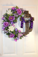He is Risen Spring Wreath, Purple Easter Wreath, Spring Cross Wreath, Front Door Spring Wreath