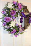 He is Risen Spring Wreath, Purple Easter Wreath, Spring Cross Wreath, Front Door Spring Wreath
