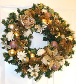 Rose Gold Christmas Wreath: Elegant Golden Holiday Decor
