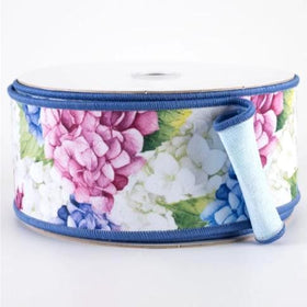 2.5" Double Sided Fused Hydrangea Ribbon (10 Yards)