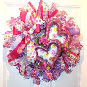 Candy Heart Valentine Wreath: Pastel Colors, Conversation Hearts