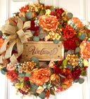 Personalized fall floral Wreath: Farmhouse Autumn Decor