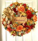 Personalized fall floral Wreath: Farmhouse Autumn Decor