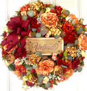 Personalized fall floral Wreath: Farmhouse Autumn Decor