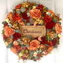 Personalized fall floral Wreath: Farmhouse Autumn Decor