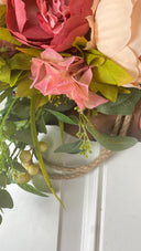 Leather Look Peony Horse Head Wreath, Wall Decor
