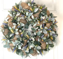 Lambs Ear Burlap Wreath, Everyday wreath with options