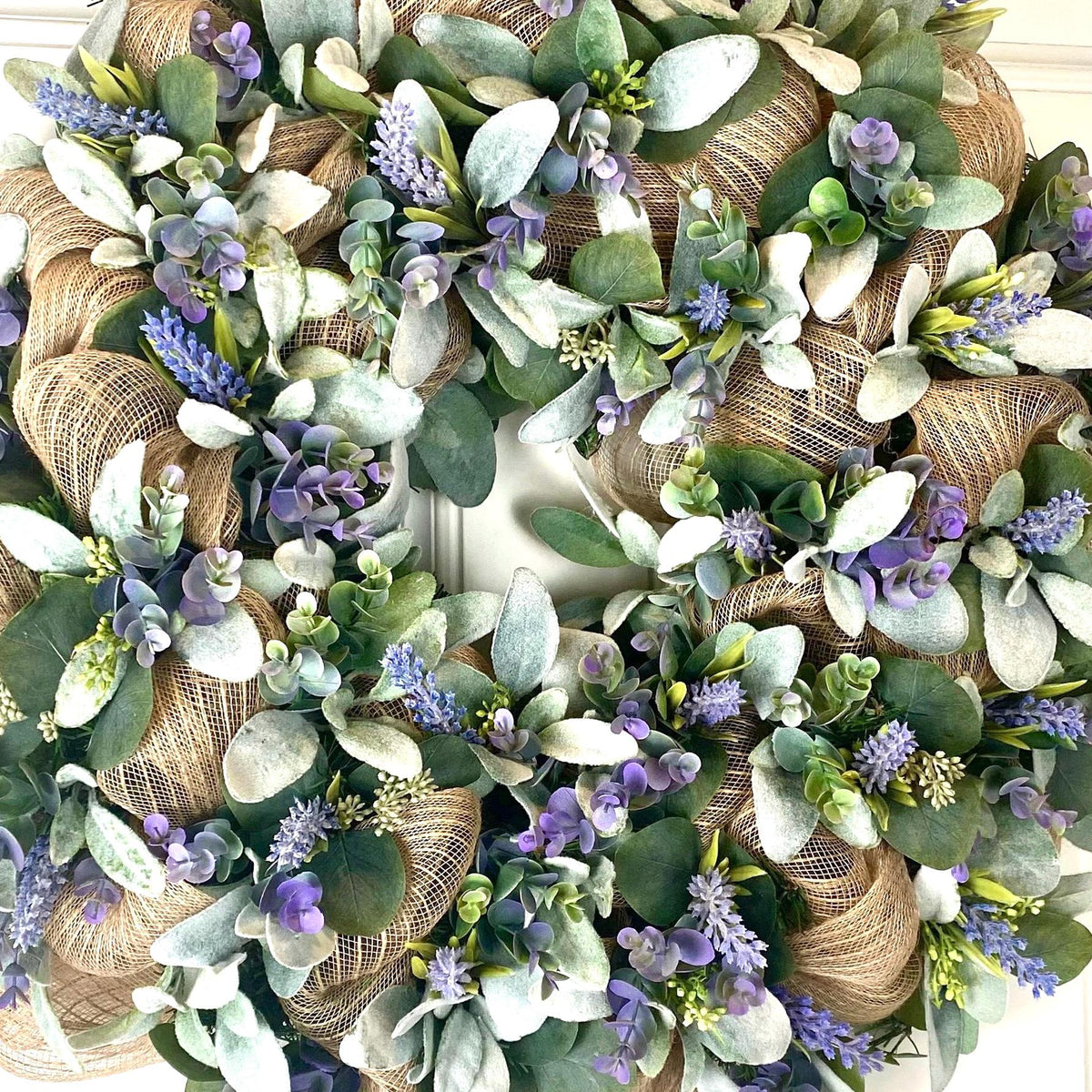 Lambs Ear Burlap Wreath, Everyday wreath with options