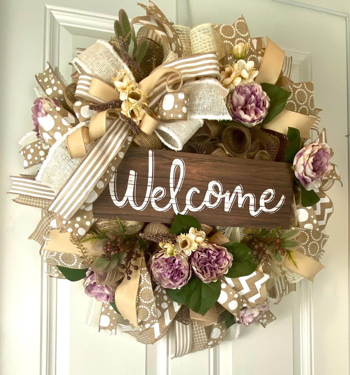 Fall Floral Front Door Wreath, Deco Mesh, Welcome