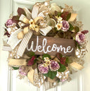 Fall Floral Front Door Wreath, Deco Mesh, Welcome