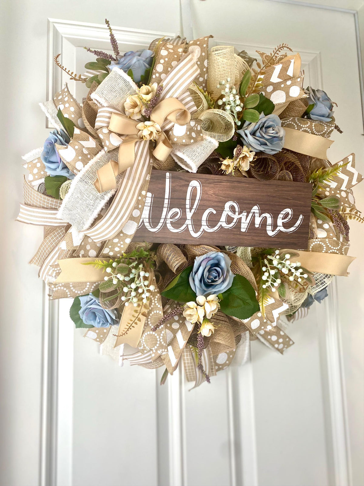 Fall Floral Front Door Wreath, Deco Mesh, Welcome