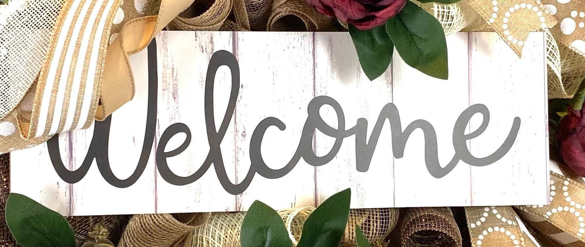 Fall Floral Front Door Wreath, Deco Mesh, Welcome