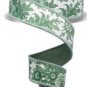 Green White Toile-Chinoiserie Floral/Fused (10 Yards)