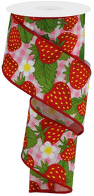 2.5" Pink Plaid Strawberry (10 Yards)