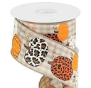 Tan Plaid Leopard Pumpkin Ribbon/Check 2.5 inch (10 Yards)