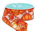 Orange Pumpkin/Leaves Ribbon (10 Yards) 1.5 and 2.5 inch