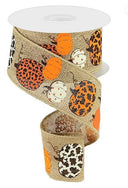 Tan Plaid Leopard Pumpkin Ribbon/Check 2.5 inch (10 Yards)
