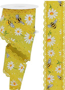 Yellow Bumble Bee Daisy Ribbon (10 Yards)