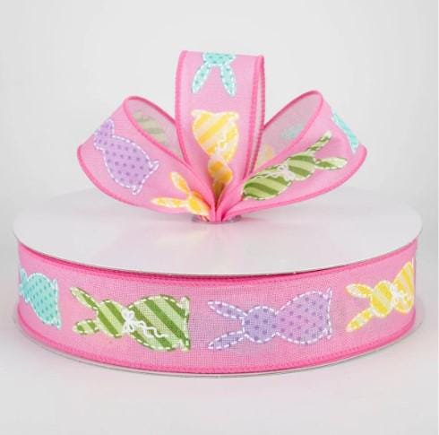 Pink Easter Bunny Patterns Ribbon 1.5 inch