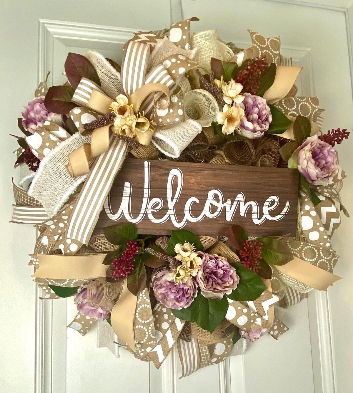 Fall Floral Front Door Wreath, Deco Mesh, Welcome