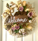 Fall Floral Front Door Wreath, Deco Mesh, Welcome